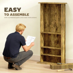 Homcom Cd Storage Unit Dvd Tower Blu-Ray Storage Shelf For Living Room Brown - thumbnail 7
