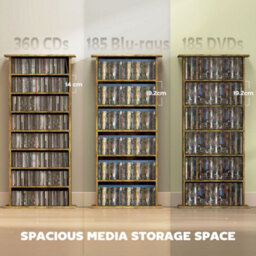 Homcom Cd Storage Unit Dvd Tower Blu-Ray Storage Shelf For Living Room Brown - thumbnail 4