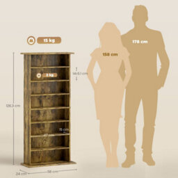 Homcom Cd Storage Unit Dvd Tower Blu-Ray Storage Shelf For Living Room Brown - thumbnail 3