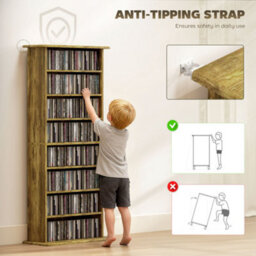 Homcom Cd Storage Unit Dvd Tower Blu-Ray Storage Shelf For Living Room Brown - thumbnail 6