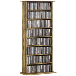 Homcom Cd Storage Unit Dvd Tower Blu-Ray Storage Shelf For Living Room Brown - thumbnail 2