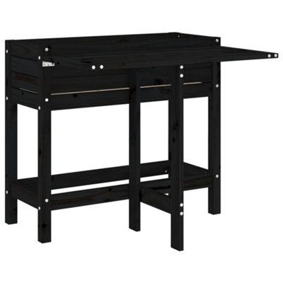 Berkfield Rustic Garden Planter With Folding Tabletop Black Solid Wood Pine - image 1