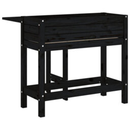 Berkfield Rustic Garden Planter With Folding Tabletop Black Solid Wood Pine - thumbnail 6