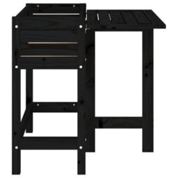 Berkfield Rustic Garden Planter With Folding Tabletop Black Solid Wood Pine - thumbnail 5