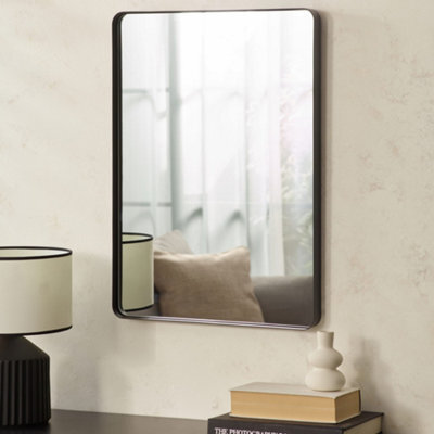 Julian Bowen Jaya Black Wall Mirror, Metal Frame, Rectangular, Wall Mounted, Horizontal Or Veritcal, 70 X 50 X 4Cm - image 1