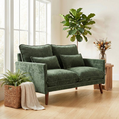 Homcom 2 Seater Sofa, Modern Loveseat With Spring Cushions, Wide Seat, Green - image 1