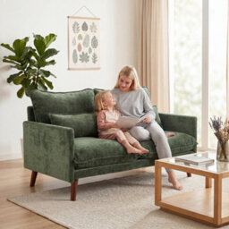 Homcom 2 Seater Sofa, Modern Loveseat With Spring Cushions, Wide Seat, Green - thumbnail 8