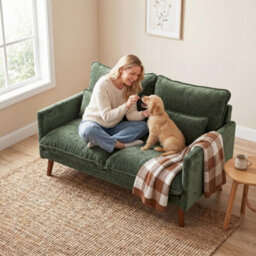 Homcom 2 Seater Sofa, Modern Loveseat With Spring Cushions, Wide Seat, Green - thumbnail 9