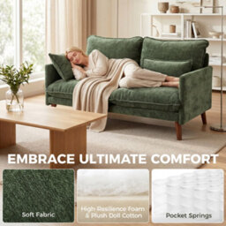 Homcom 2 Seater Sofa, Modern Loveseat With Spring Cushions, Wide Seat, Green - thumbnail 4