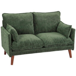 Homcom 2 Seater Sofa, Modern Loveseat With Spring Cushions, Wide Seat, Green - thumbnail 2