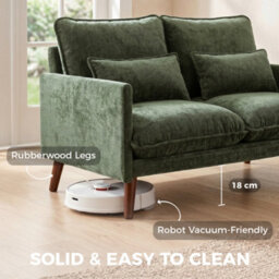 Homcom 2 Seater Sofa, Modern Loveseat With Spring Cushions, Wide Seat, Green - thumbnail 6