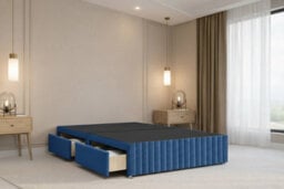 "Nexus Verona Plush Divan, Navy, 26"" Hb + 12"" Fb, 2 Drawers Left, Open Coil Mattress, Double" - thumbnail 4