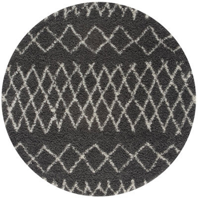 The Rugs Moroccan Shaggy Rugs And Runners Soft Fluffy Tribal Design High Pile Dark Grey And Ivory Living Room Kitchen Hallway 940 - image 1