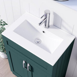 Belofay 600mm Bathroom Vanity Unit With Basin, White Ceramic Bathroom Sink With Trap And Waste, No Tap Included(Crawley Green) - thumbnail 4