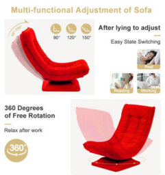 Hygrad Built to Survive Swivel Armchair Chair, 5-Fold Adjustable Lazy High Lounge Chair, Folding Swing Chair 360-Degree Rotatable With Adjustable Backrest - thumbnail 2