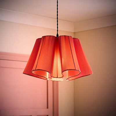 Valuelights Jemima Pink Pleated Scalloped Easy Fit Lamp Shade With Bulb - image 1