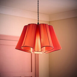 Valuelights Jemima Pink Pleated Scalloped Easy Fit Lamp Shade With Bulb - thumbnail 1