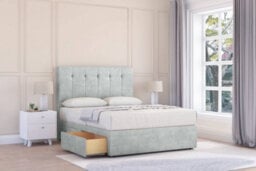 "Sloomy Highbury Silver Naples Divan Bed With Mattress 2 Drawers Same Side With 54"" Floor Standing Headboard 6' Super King" - thumbnail 2