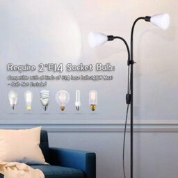 Darphe Black Two Head Floor Lamp Height Adjustable 180Cm,e14 Base,floor Reading Light For Living Room,bedroom - thumbnail 4