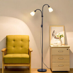 Darphe Black Two Head Floor Lamp Height Adjustable 180Cm,e14 Base,floor Reading Light For Living Room,bedroom - thumbnail 2