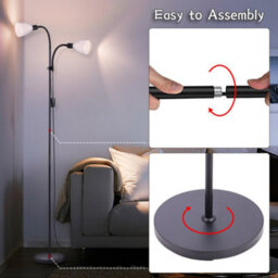 Darphe Black Two Head Floor Lamp Height Adjustable 180Cm,e14 Base,floor Reading Light For Living Room,bedroom - thumbnail 7