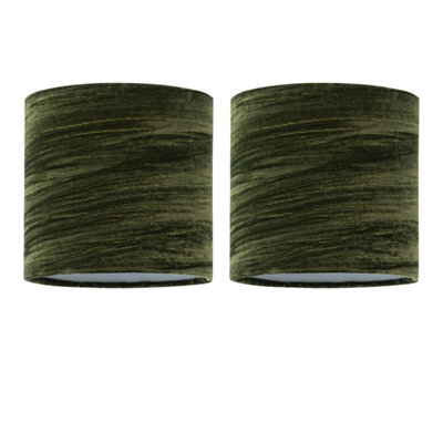 First Choice Lighting Set Of 2 Green Crushed Velvet 15.5Cm Table Lamp Shades - image 1