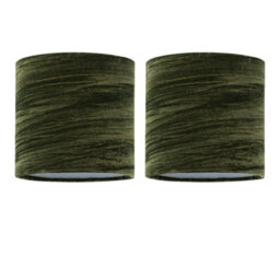 First Choice Lighting Set Of 2 Green Crushed Velvet 15.5Cm Table Lamp Shades
