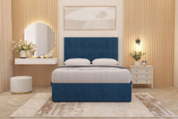 Somnior Beds Somnior Alexas Divan Bed Set With Midnight Pocket Sprung Mattress And Headboard Navy Plush - thumbnail 1
