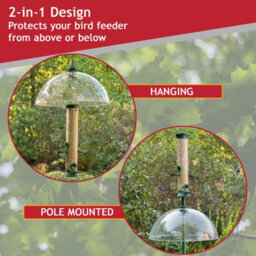 Spares2Go Squirrel Baffle Dome Bird Feeding Station Feeder Guard (Complete Kit With Hanging Hook And Loop) - thumbnail 2