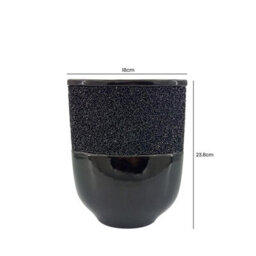 Vanity Living Set Of 8 23.8Cm Black Glitz And Glaze Ceramic Vase, Modern Decorative Flower Vase For Living Room - thumbnail 2