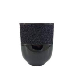 Vanity Living Set Of 8 23.8Cm Black Glitz And Glaze Ceramic Vase, Modern Decorative Flower Vase For Living Room - thumbnail 1