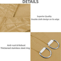 Beige 2X4M Rectangular Shade Sail Waterproof Uv Resistant - thumbnail 5