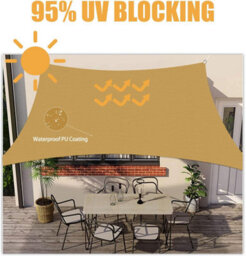 Beige 2X4M Rectangular Shade Sail Waterproof Uv Resistant - thumbnail 3