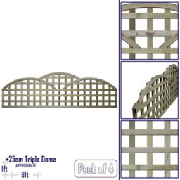 Premier Garden Supplies Triple-Dome Wooden Trellis Panel 6Ft X 1Ft (4 Pack) Privacy Square Lattice Fencing Topper Extension For Climbing Plant Support