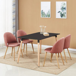 Life Interiors Single Rose Lucia Ergonomic Velvet Dining Chair With Wooden Legs, Modern Upholstered Accent Chair - thumbnail 7
