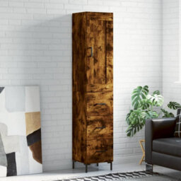 Berkfield Highboard Smoked Oak 34.5X34X180 Cm Engineered Wood - thumbnail 1