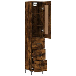 Berkfield Highboard Smoked Oak 34.5X34X180 Cm Engineered Wood - thumbnail 4