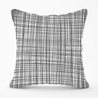 Warren Reed Designer Monochrome Pencil Scribble Outdoor Cushion 45Cm X 45Cm - image 1