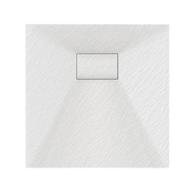 GravaHaus Luxury 800 X 800mm Low Profile Textured Shower Tray And Waste - Square White - image 1