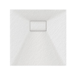 GravaHaus Luxury 800 X 800mm Low Profile Textured Shower Tray And Waste - Square White - thumbnail 1