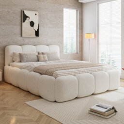Btm Upholstered 4Ft6 Double Bed 135X190Cm, Soft Headboard, Boucle Mdf  And  Plywood, Beige - thumbnail 2
