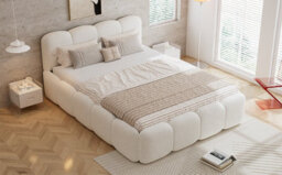 Btm Upholstered 4Ft6 Double Bed 135X190Cm, Soft Headboard, Boucle Mdf  And  Plywood, Beige - thumbnail 8