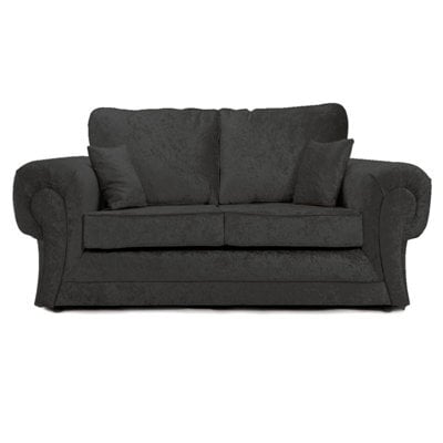 Furnishings For Less UK Chelsea Black Crushed Velvet Large 2 Seater Sofa Rolled Arms