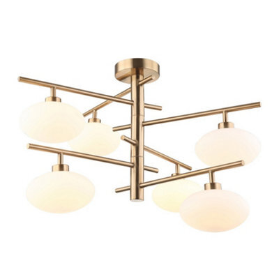 Luminosa Lighting Luminosa Modern Hanging Pendant Brass 6 Light  With White Shade, G9