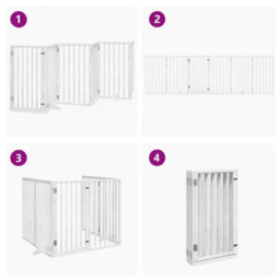 Walplus White Dog Gate With Door Foldable 6 Panels 300 Cm Poplar Wood - thumbnail 7