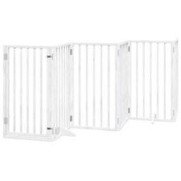 Walplus White Dog Gate With Door Foldable 6 Panels 300 Cm Poplar Wood - thumbnail 2