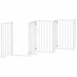 Walplus White Dog Gate With Door Foldable 6 Panels 300 Cm Poplar Wood - thumbnail 4