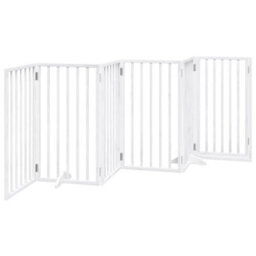 Walplus White Dog Gate With Door Foldable 6 Panels 300 Cm Poplar Wood - thumbnail 6