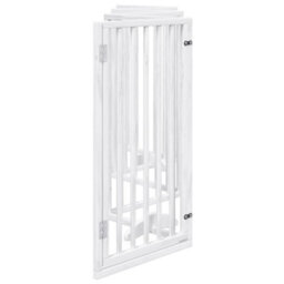 Walplus White Dog Gate With Door Foldable 6 Panels 300 Cm Poplar Wood - thumbnail 5