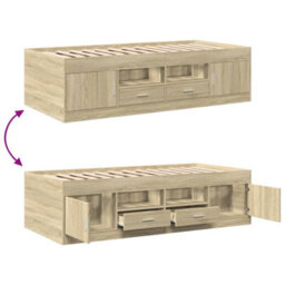 Berkfield Daybed With Drawers Without Mattress Sonoma Oak 100X200 Cm - thumbnail 7